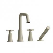  MMSQ12+BN - 4-piece deck-mount tub filler with hand shower