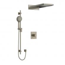 Riobel KIT2745PATQBN - Type T/P (thermostatic/pressure balance) 1/2'' coaxial 3-way system with hand shower rai