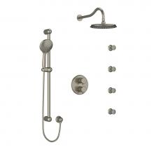  KIT446RTBN - Type T/P (thermostatic/pressure balance) double coaxial system with hand shower rail, 4 body jets