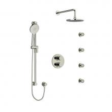  KIT446RUTMPN-6 - Type T/P (thermostatic/pressure balance) double coaxial system with hand shower rail, 4 body jets