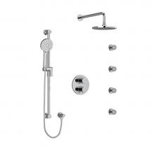  KIT446SYTMC-6 - Type T/P (thermostatic/pressure balance) double coaxial system with hand shower rail, 4 body jets