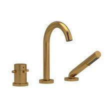 Riobel RU19+BG - 2-way 3-piece Type T (thermostatic) coaxial deck-mount tub filler with hand shower