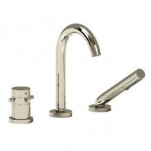  RU19+PN - 2-way 3-piece Type T (thermostatic) coaxial deck-mount tub filler with hand shower