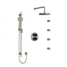  KIT446MMRD+BNBK - Type T/P (thermostatic/pressure balance) double coaxial system with hand shower rail, 4 body jets