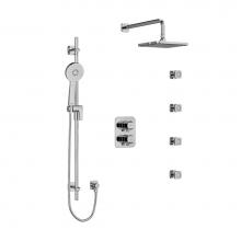 Riobel KIT446SAC - Type T/P (thermostatic/pressure balance) double coaxial system with hand shower rail, 4 body jets