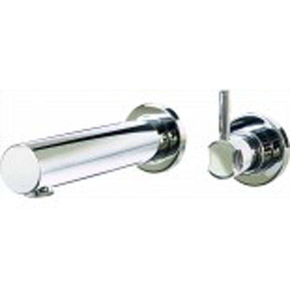 Single lever wall mounted basin mixer. Two holes. Brushed