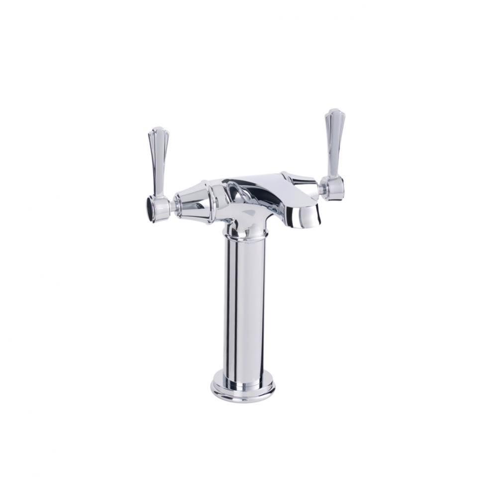 Deck mounted monobloc mixer with double lever. One hole. Polished
