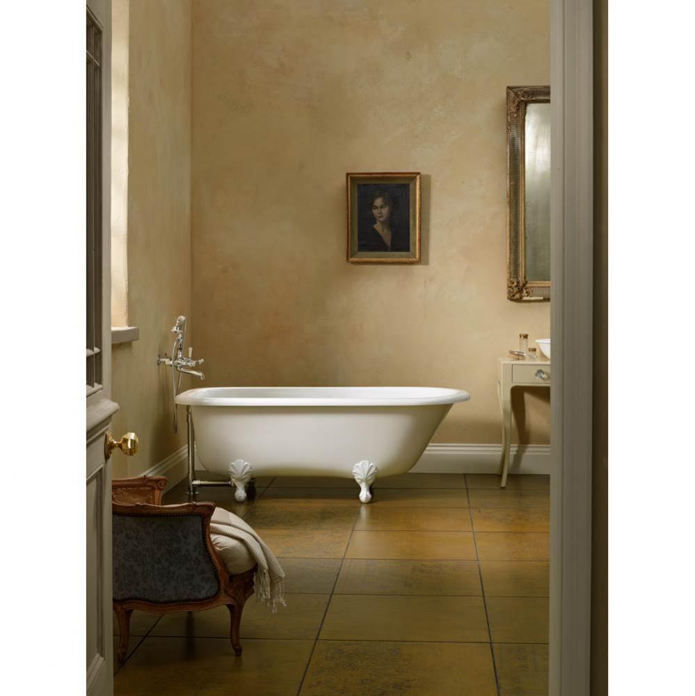 Hampshire freestanding tub with overflow. White ENGLISHCAST® Ball & Claw