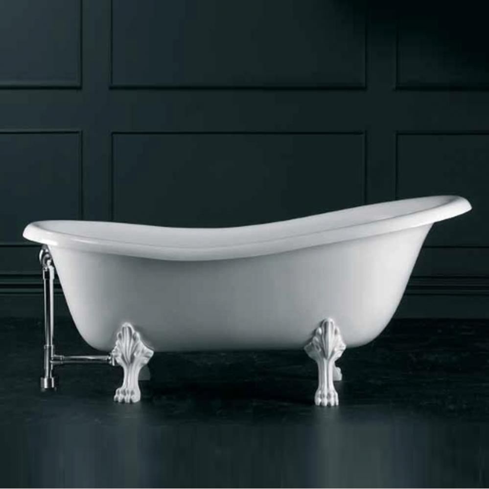 Roxburgh freestanding slipper tub with overflow.  White ENGLISHCAST® modern