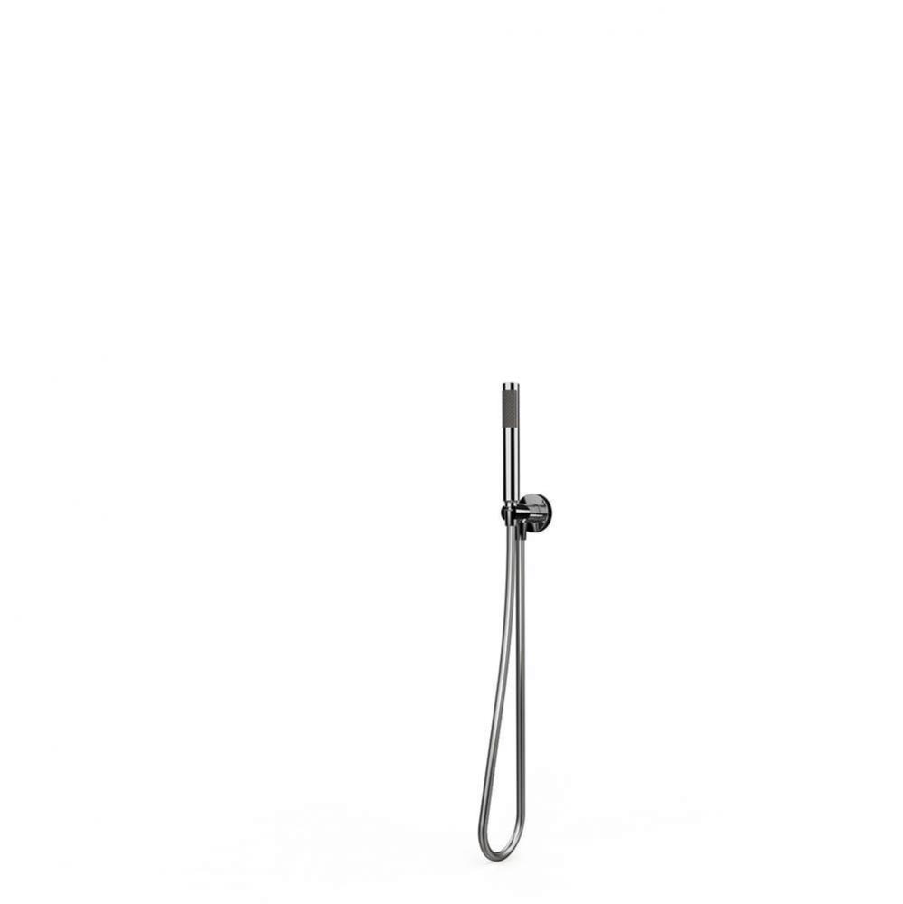 Wall mounted handheld shower attachment. Polished