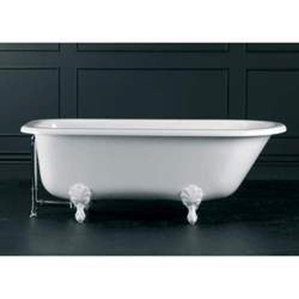 Hampshire freestanding tub with overflow. White Metal Ball & Claw