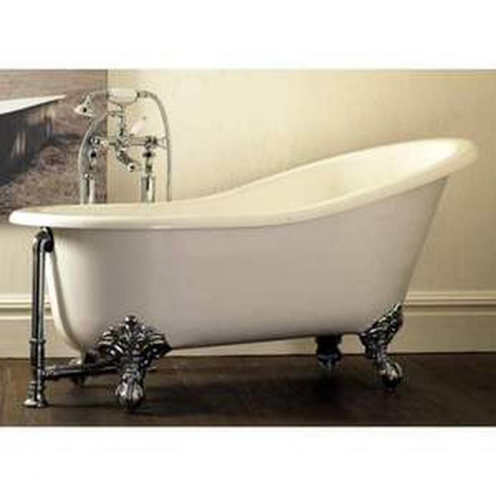 Shropshire freestanding slipper tub with overflow. White Metal Ball & Claw