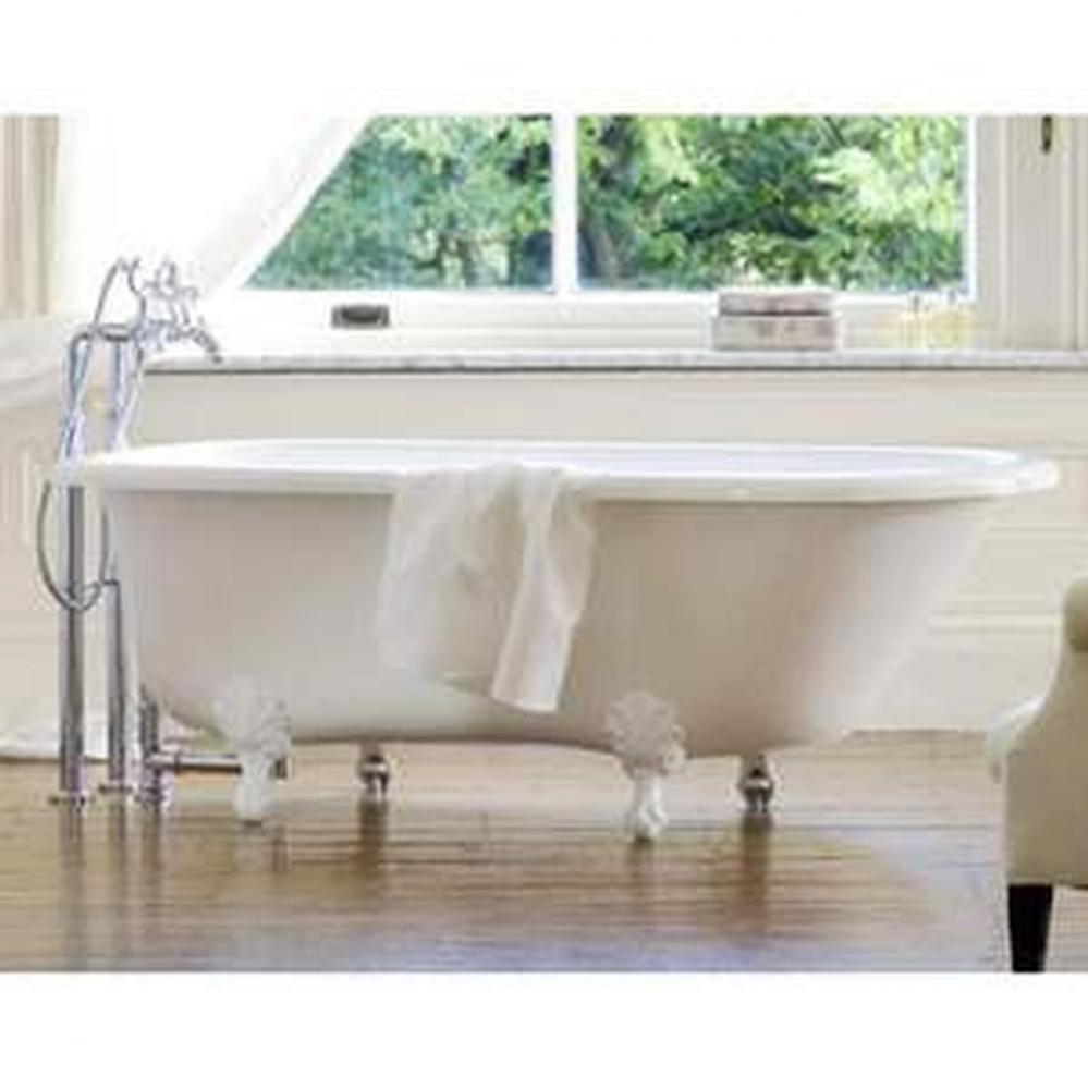 Wessex freestanding tub with overflow. White Metal Ball & Claw