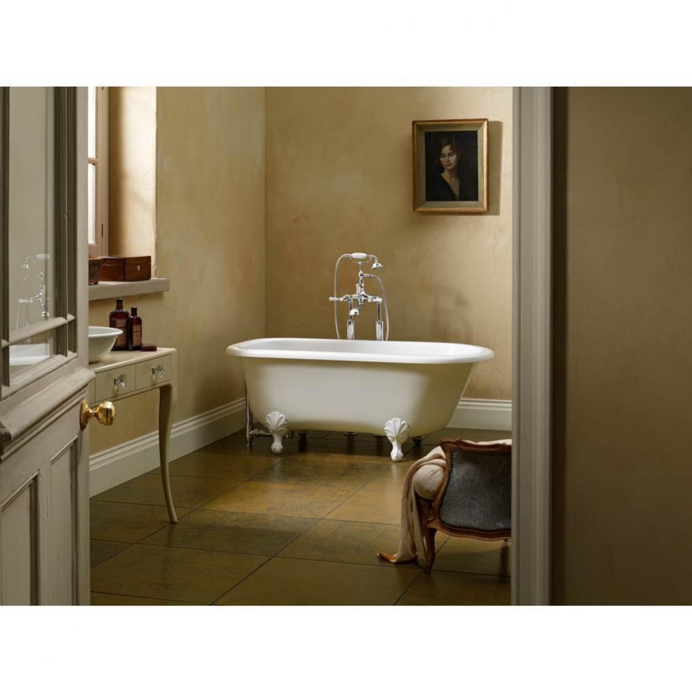 Wessex freestanding tub with overflow. White ENGLISHCAST® Ball & Claw
