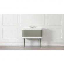 Victoria And Albert LAR-3TH-100-AN-IO - Lario 100 vanity basin with 2 legs and 1 drawer. Internal overflow. Antrhacite. 3 pre-drilled tap