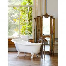 Victoria And Albert ROX-N-SW-OF + FT-ROX-SW - Roxburgh freestanding slipper tub with overflow. White ENGLISHCAST® Lions Paw