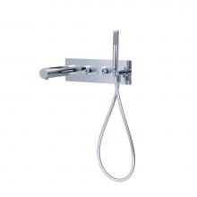 Victoria And Albert TU-21-BN - Wall mounted bath mixer with handheld shower attachment. Brushed