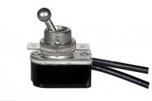 Satco Products Inc. 80/2317 - On-Off Metal Toggle Switch; Single Circuit; 6A-125V; 3A-250V Rating; 9" Leads; Nickel Finish