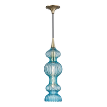 Hudson Valley 1600-AGB-BL - 1 LIGHT PENDANT WITH BLUE GLASS