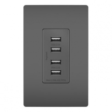 Legrand Radiant TM8USB4BKCC6 - radiant® Quad USB Charger, Black