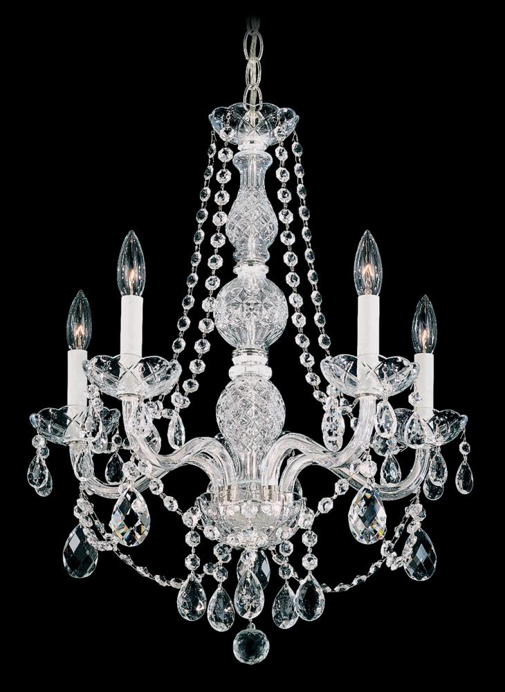 Arlington 5 Light 120V Chandelier in Polished Silver with Clear Heritage Handcut Crystal