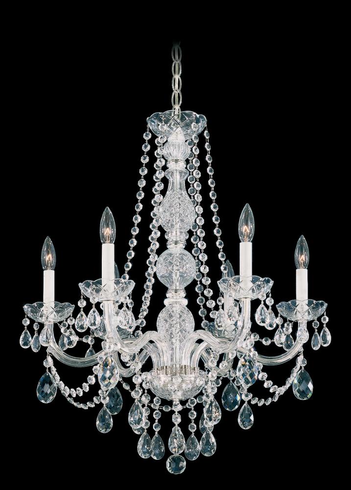 Arlington 6 Light 120V Chandelier in Polished Silver with Clear Heritage Handcut Crystal