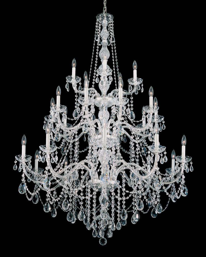 Arlington 25 Light 120V Chandelier in Polished Silver with Clear Heritage Handcut Crystal
