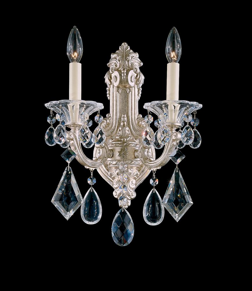 La Scala 2 Light 120V Wall Sconce in Parchment Gold with Clear Crystals from Swarovski