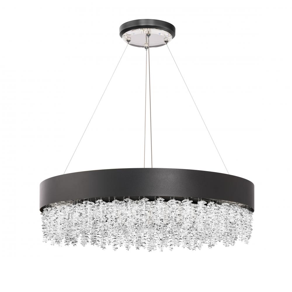 Soleil 26in LED 3000K/3500K/4000K 120V-277V Linear Pendant in Black with Clear Optic Crystal