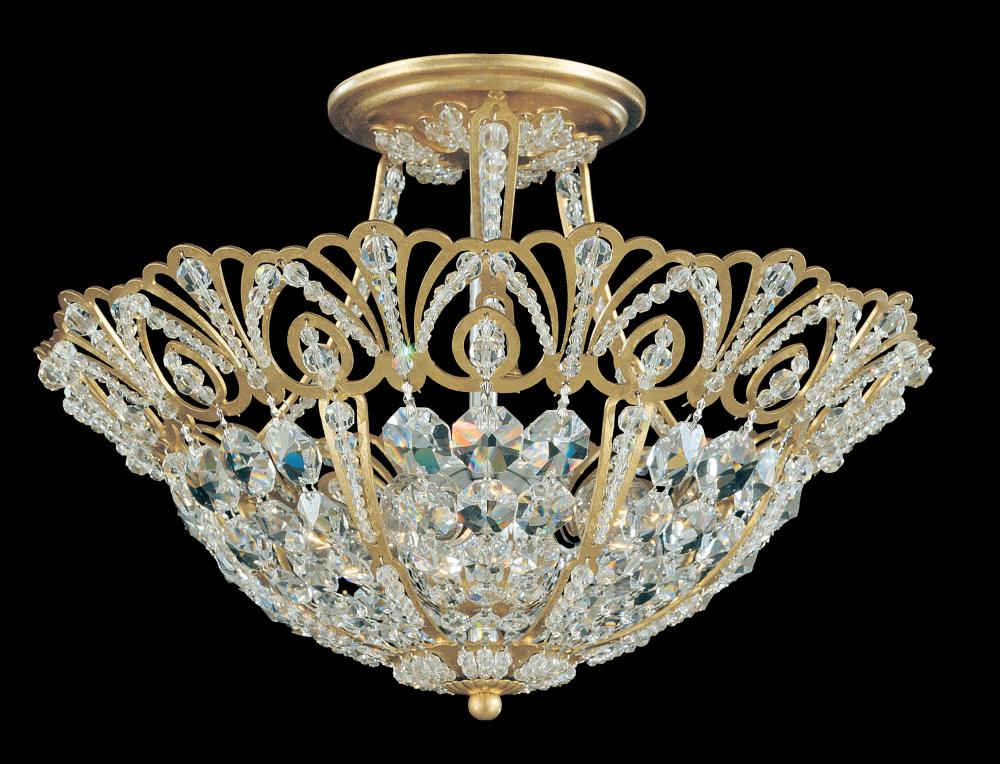 Rivendell 5 Light 120V Semi-Flush Mount in Heirloom Gold with Clear Radiance Crystal