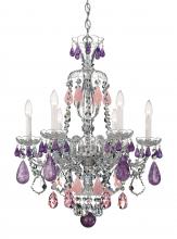 Schonbek 1870 5535AM - Hamilton Rock Crystal 6 Light 120V Chandelier in Polished Silver with Amethyst/Rose/Clear Rock Cry
