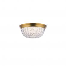  S5209-700O - Genoa 9in LED 3000K/3500K/4000K 120V-277V Flush Mount in Aged Brass with Clear Optic Crystal