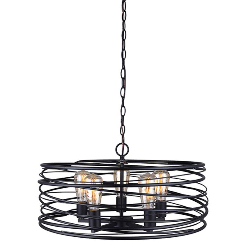 RYLAND MBK Color, 5 Lt 22" Wide Chain Pendant, 100W Type A, 22" W x 11" 
