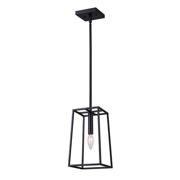 WEXFORD MBK Color, 1 Lt Rod Pendant, 60W Type C, 6.5inch W x 19.5 - 61.5inch H x 6.5in