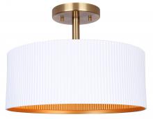  ISF1119A02WHG - REXTON 13 in. 2-Light 60-Watt Contemporary Matte White Semi-Flush Mount with Matte White with Gold M