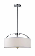 Canarm ICH425A03CH16 - Milano 3 Lt Rod Chandelier, White Fabric Shade, Frosted Glass Diffuser, 100 W Type A