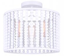 Canarm ISF1074A03WH - POSY, ISF1074A03WH, 3 Lt Semi-Flush, White Real Wood Beads, 60W Type A