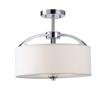 Canarm ISF425A03CH - Milano 3 Lt Semi-Flush Mount, White Fabric Shade, Frosted Glass Diffuser, 60W Type A, 