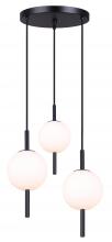 Canarm IPL1123A03BK9 - Nara 40-Watt 3 Light Matte Black Modern Pendant with White Glass Shade