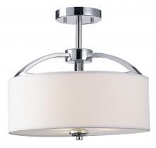  ISF425A03CH - Milano 3 Lt Semi-Flush Mount, White Fabric Shade, Frosted Glass Diffuser, 60W Type A, 