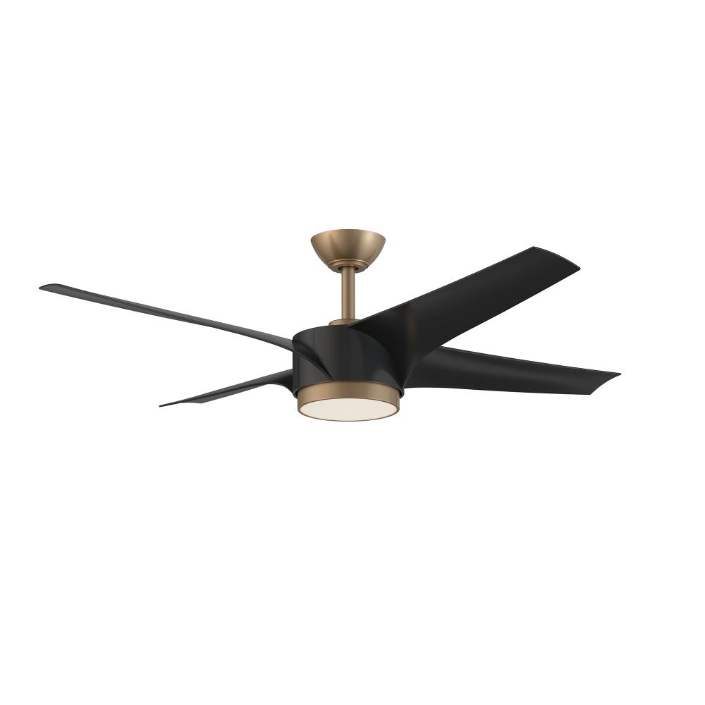 VELA 52 in. Matte Black & Oilcan Brass Ceiling Fan | Norburn Lighting