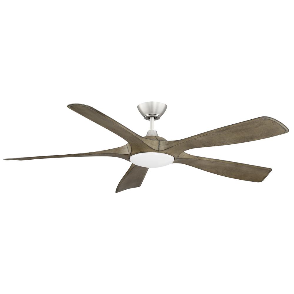 MISTRAL 56 in. Satin Nickel Ceiling Fan with Grey Weathered Oak blades