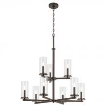  44014OZ - Crosby 32.5" 9-Light 2-Tier Chandelier with Clear Glass in Olde Bronze