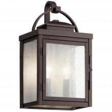 Kichler 59011RZ - Carlson 14.75" 2 Light Outdoor Wall Light with Clear Seeded Glass in Rubbed Bronze