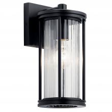 Kichler 59022BK - Barras 11.5" 1 Light Outdoor Wall Light with Clear Ribbed Glass in Black