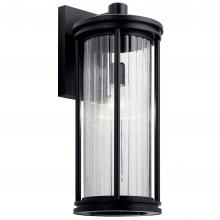Kichler 59024BK - Barras 20" 1 Light Outdoor Wall Light with Clear Ribbed Glass in Black