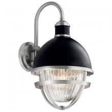 Kichler 59050BK - Tollis™ 10" 1 Light Wall Light with Clear Ribbed Glass Black and Brushed Nickel