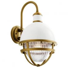 Kichler 59050WH - Tollis™ 10" 1 Light Wall Light with Clear Ribbed Glass White and Natural Brass