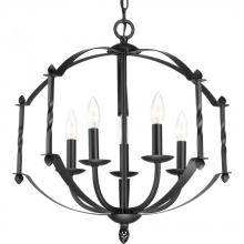  P4710-31 - Greyson Collection Five-Light Matte Black Farmhouse Chandelier Light