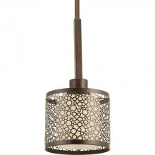  P5038-20 - Mingle Collection One-Light Antique Bronze Natural Parchment Glass Global Mini-Pendant Light